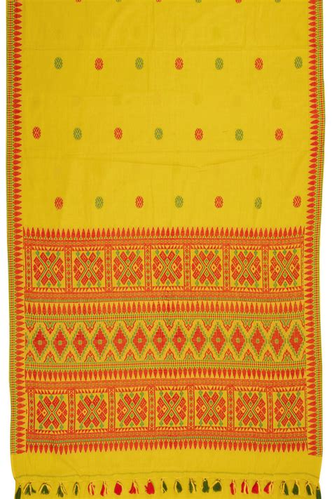 Yellow Handloom Assam Cotton Saree 10070985 – Avishya.com