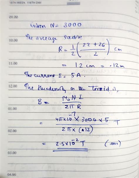 Exampl 14.6.B =A toroid has 3000 turns. The inner and outer di-ameter ...