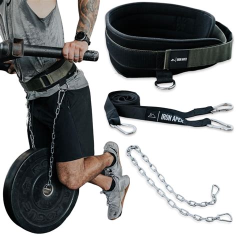 Buy Iron Apex Weightlifting Dip Belt with Chain for Pullups and Sled ...