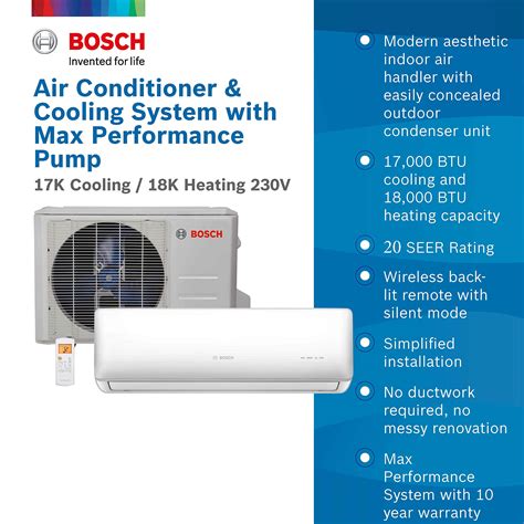 Bosch Thermotechnology Ultra-Quiet 18K BTU 230V Mini Split Air ...