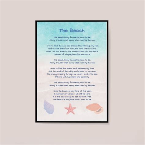 Beach Poem Print, Ocean Blush Wall Art (digital Download) - Etsy