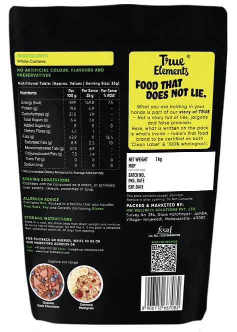 Buy Goan Cashews 1kg Online - Premium Cashews | True Elements