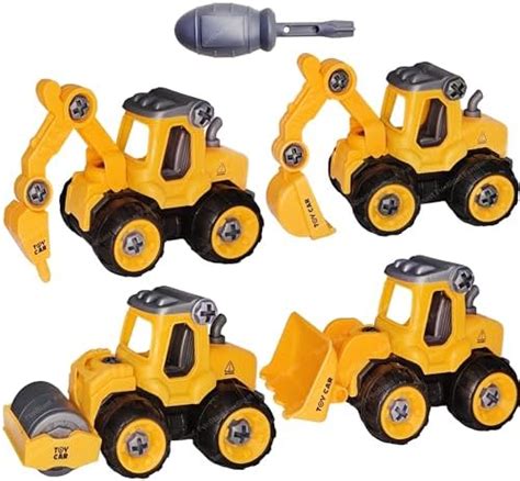 FunBlast Construction Vehicles Set, Pack of 4 DIY Assembling & Building ...