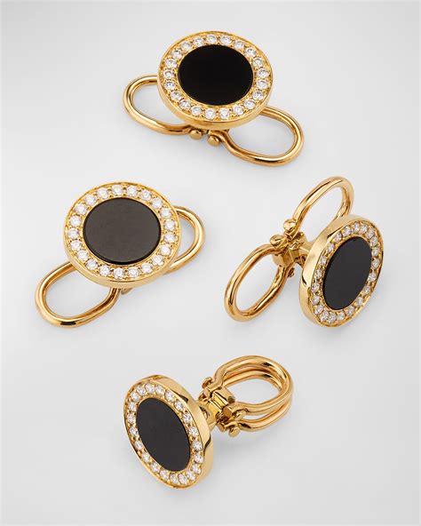 Jan Leslie Men's 18K Rose Gold Mother Of Pearl and Diamond Tuxedo Studs ...