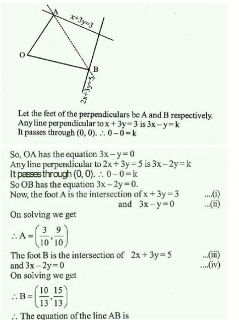 19 If perpendiculars are drawn from origin to the straight lines x + 3y ...