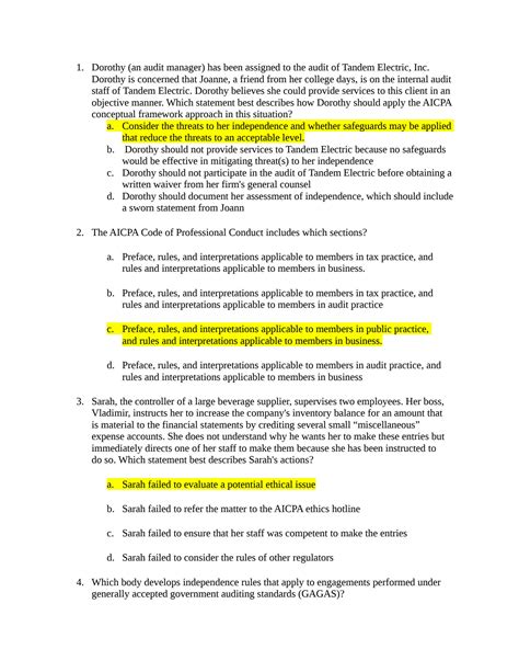 SOLUTION: Aicpa ethics exam answers 2023 - Studypool