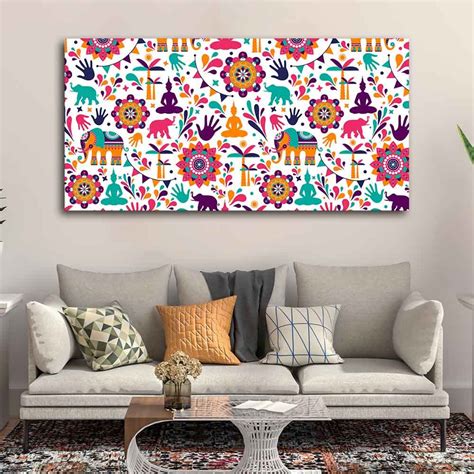VIBECRAFTS Canvas Paintings for Living Room Drawing Room Madhubani Art ...
