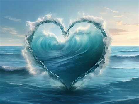 Ocean Love Heart Shaped Wave in Light Blue Sea 36102696 Stock Photo at ...