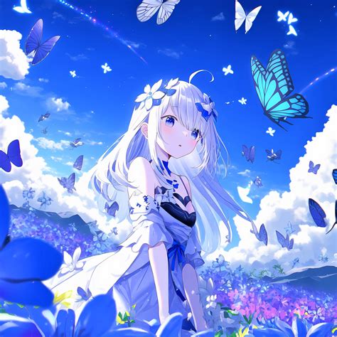 Teen Wallpaper 4K, Anime girl, Dream, Butterflies