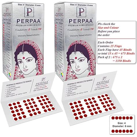 PERPAA Premium Velvet Sticker Kumkum Bindi Box of 15 Flaps Each Pack 2 ...