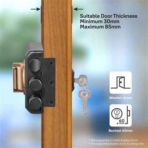 Yale Kratos™ KRT-LB-TT-BM/RG RIM lock for main door with 1 latch and 2 ...