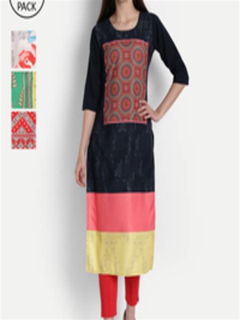 Buy Ethnic Basket Women Pack Of 5 Multicoloured Ethnic Motifs Printed ...