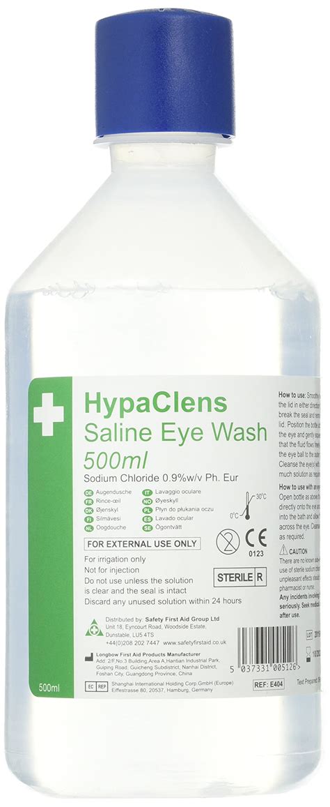 HypaClens Emergency Sterile Saline Solution Eye Wash Bottles Bulk Pack of 10 (500 ml) - 0.9% ...