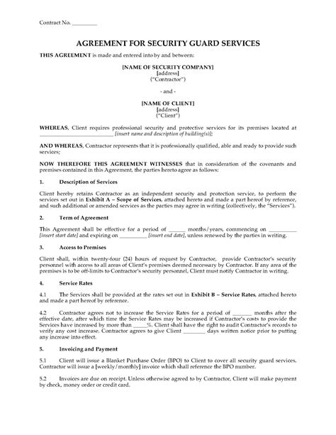 Security Guard Contract Template
