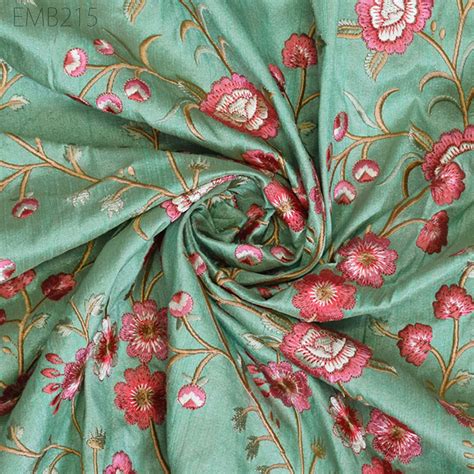 Indian Embroidered Dupioni Fabric by the Yard Sewing Crafting Wedding ...
