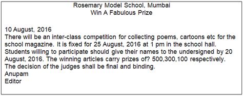 Notice Writing- 5 - English Grammar Class 8 PDF Download