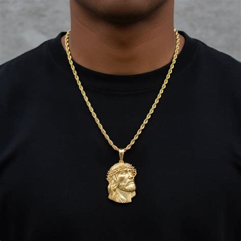 14K Yellow Gold Jesus Christ Crown Thorns Pendant Charm Detailed ...