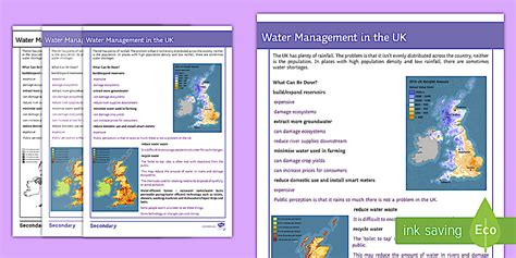 GCSE Resource Management: Water Management in the UK Fact Sheet