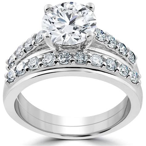 Certified 3ct Diamond Engagement Ring Wedding Band Set 14k White Gold ...