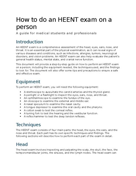 HEENT Exam Guide for Medical Students: Detailed Steps and Techniques ...