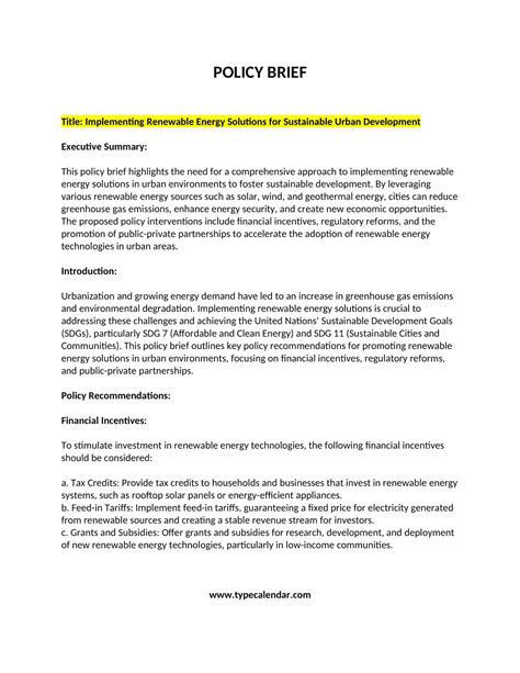 Free Printable Policy Brief Templates [Word, PDF] Example