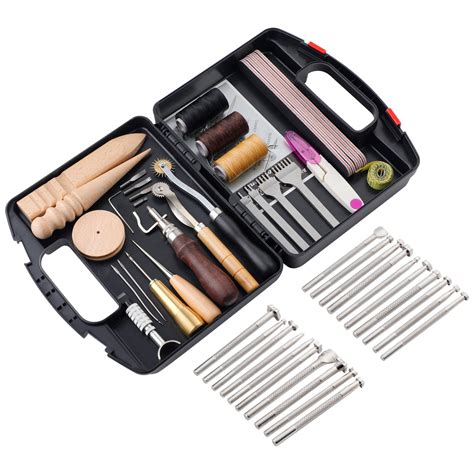 Leather Crafting Tools Kit, 57pcs Leather Working Tools Set with ...
