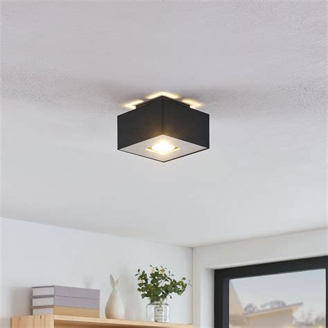Lindby Kasi ceiling light, black 1-bulb 14 x 14 cm | Lights.ie
