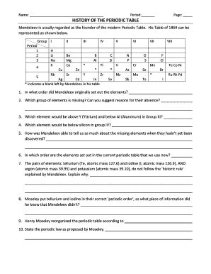 Fillable Online Name Period Page HISTORY OF THE PERIODIC TABLE Fax ...