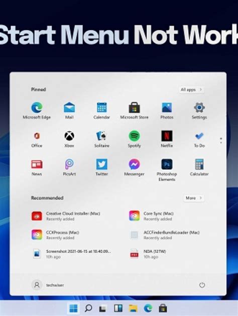Start Menu Windows 11 Issue 的图像结果