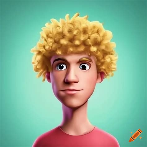 Cartoon of a guy with a blonde perm holding a microphone on Craiyon