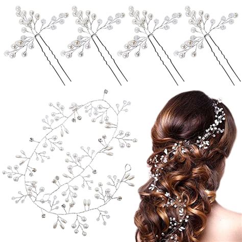 Amazon.com : SNOWIE SOFT 5Pcs Bridal Hair Accessories Set Hair Pins for ...