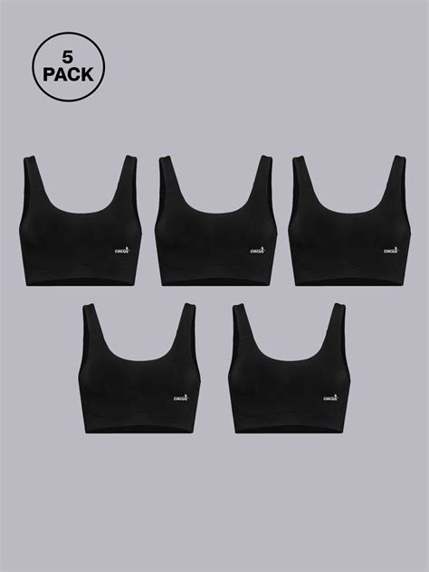 Buy Low Impact Sports Bra, Black Pack of 5 - &Circus