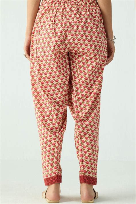 Buy Cream Hand Printed Cotton Salwar for Women | Pure Cotton Salwar ...