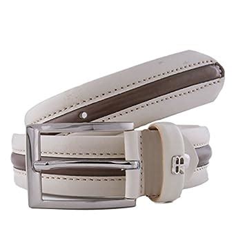 Renato Balestra Z086/35 CREMA Ivory/Brown Colorblock Leather Mens Belt ...