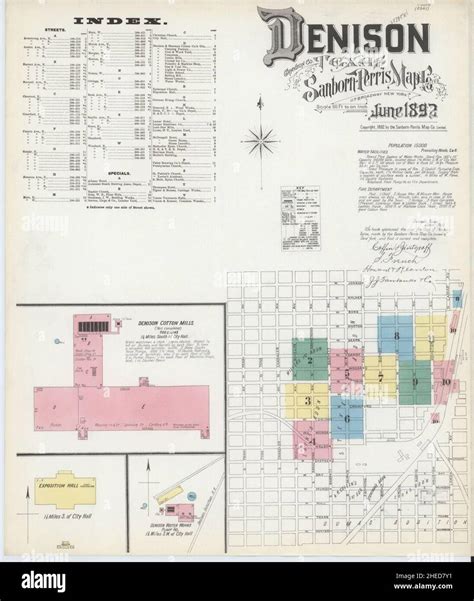 Sanborn Fire Insurance Map from Denison, Grayson County, Texas Stock ...