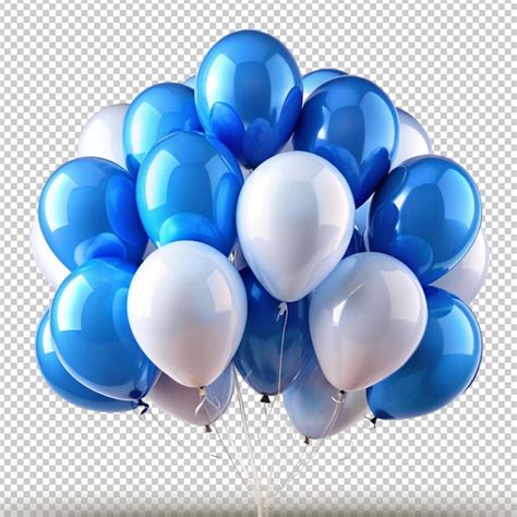 3d rendering of blue and white ballons isolated on transparent ...