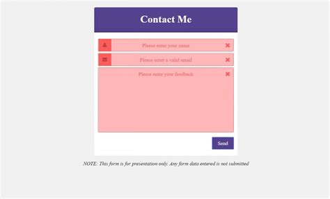 Simple JavaScript Form Validation 的图像结果