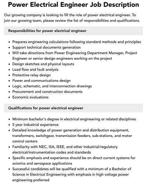 Image result for Electrical Engineering Job Description