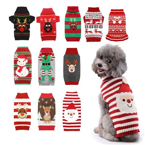 Amazon.com : AXIIJGL Dog Christmas Sweater Xmas Dog Holiday Red White ...
