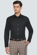 Buy Men Black Classic Fit Solid Full Sleeves Formal Shirt Online ...