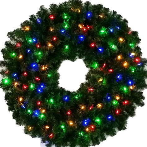 3 Foot (36 inch)Multi Color L.E.D. Christmas Wreath with Pre-lit Red ...