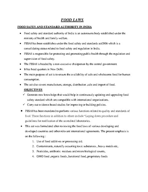 Food laws 1 - This is the notes about the Food laws 1 - FOOD LAWS FOOD ...