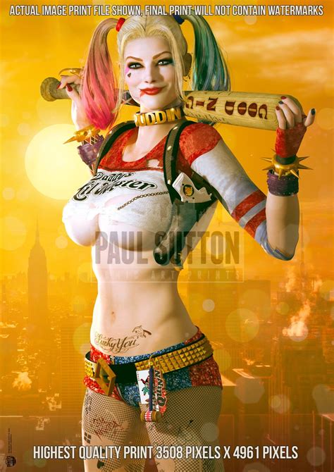 Harley Quinn SEXY Margot Robbie Suicide Squad DC Comic A3 Signed Print ...