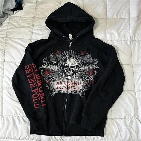 avenged sevenfold black red zip up hoodie official... | Depop in 2025 ...
