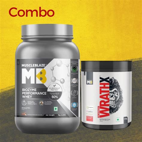 Muscle blaze whey 1kg and Wrathx pre workout 300g – Surge nutrition
