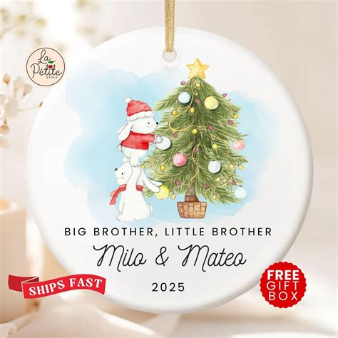 Big Brother Little Brother Christmas Ornament Personalized New Grandkid ...
