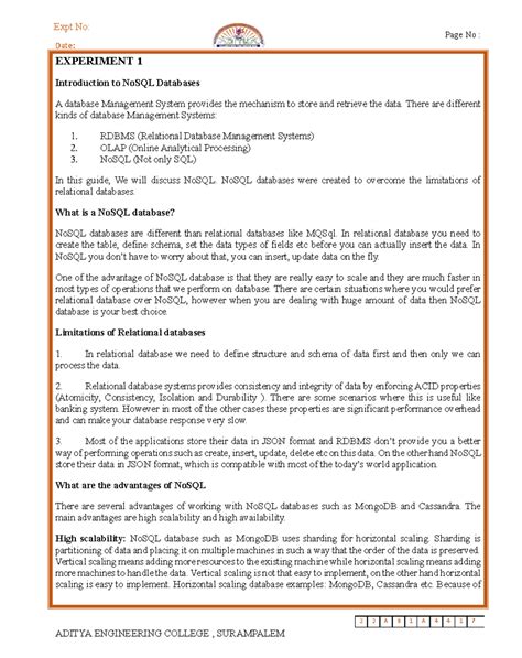 4417 Mongodb - Page No : Date: 2 2 A 9 1 A 4 4 1 7 EXPERIMENT 1 ...