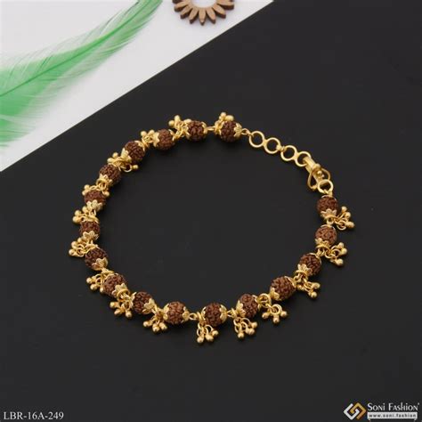 1 Gram Gold Plated Sparkling Design Rudraksha Bracelet For Ladies ...