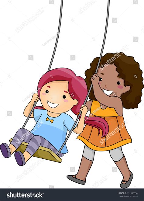 Kids On Swings Clip Art