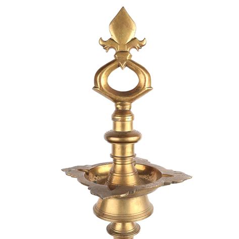 Brass Oil Lamp Four Faceted South Indian Lamp